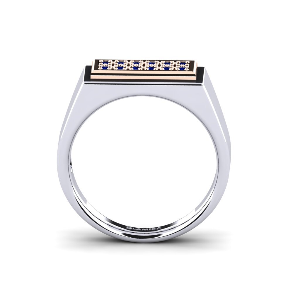14ct White & Rose Gold Sapphire Men's Ring Scraggy