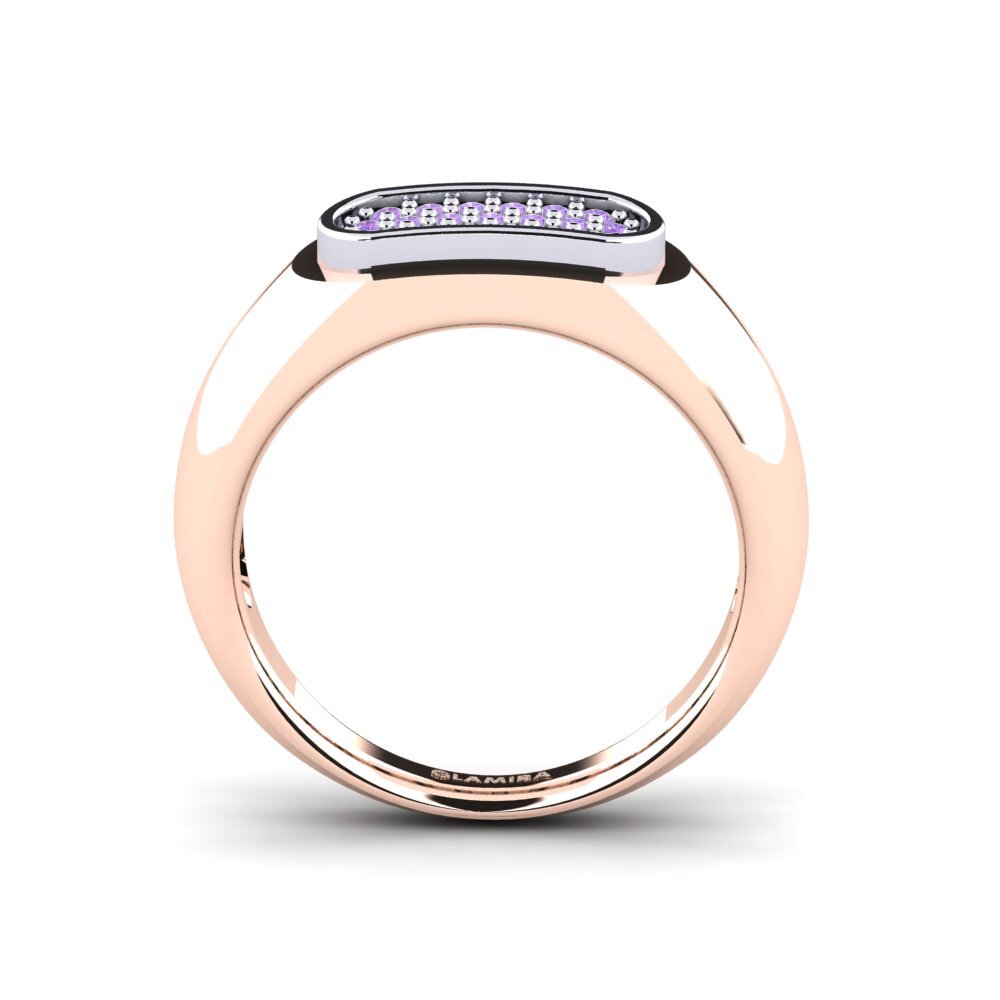 18ct Rose & White Gold Amethyst Men's Ring Sewaddle