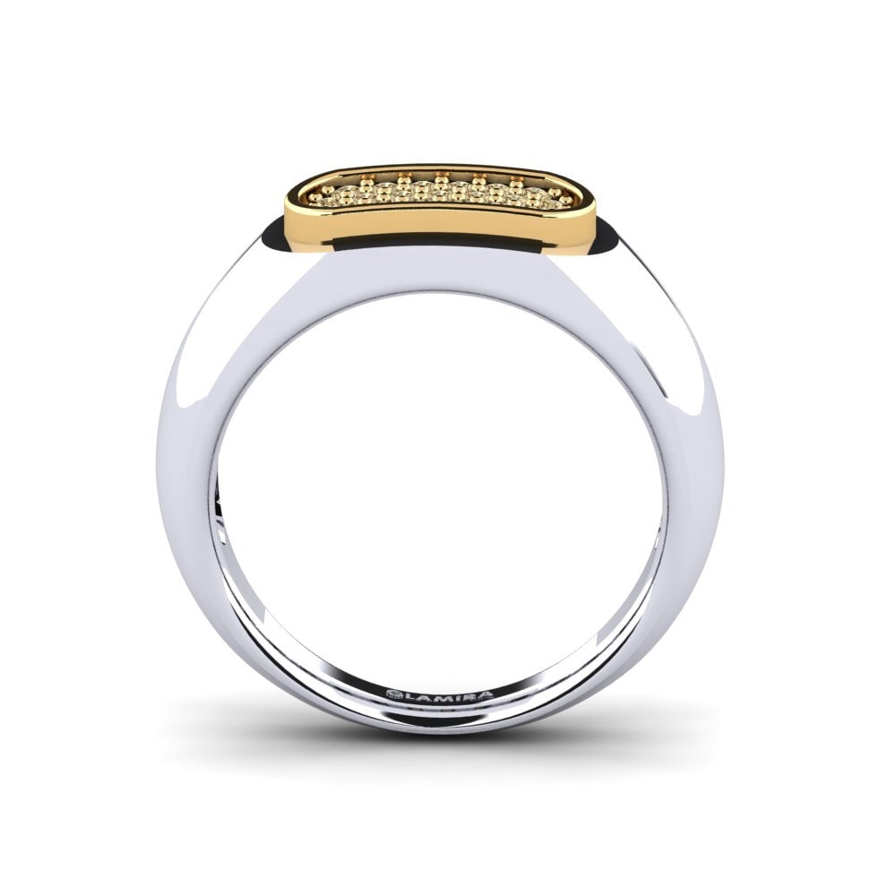 18ct White & Yellow Gold Brown Diamond Men's Ring Sewaddle