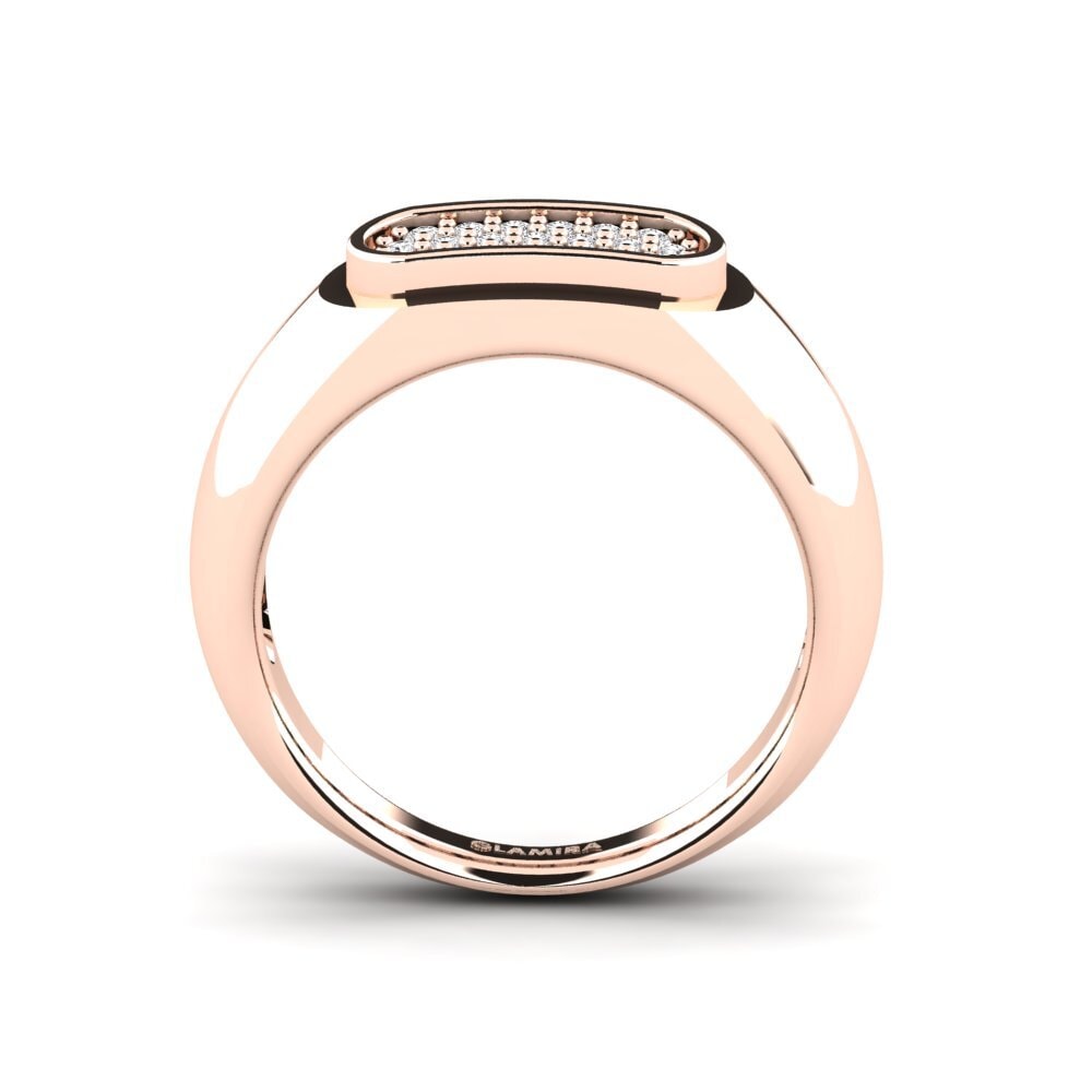 9ct Rose Gold White sapphire Men's Ring Sewaddle