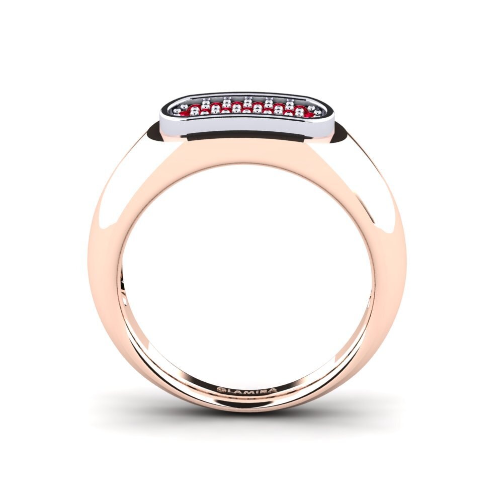 Oro Rosso & Bianco 750 Zircone Rosso Anello da uomo Sewaddle