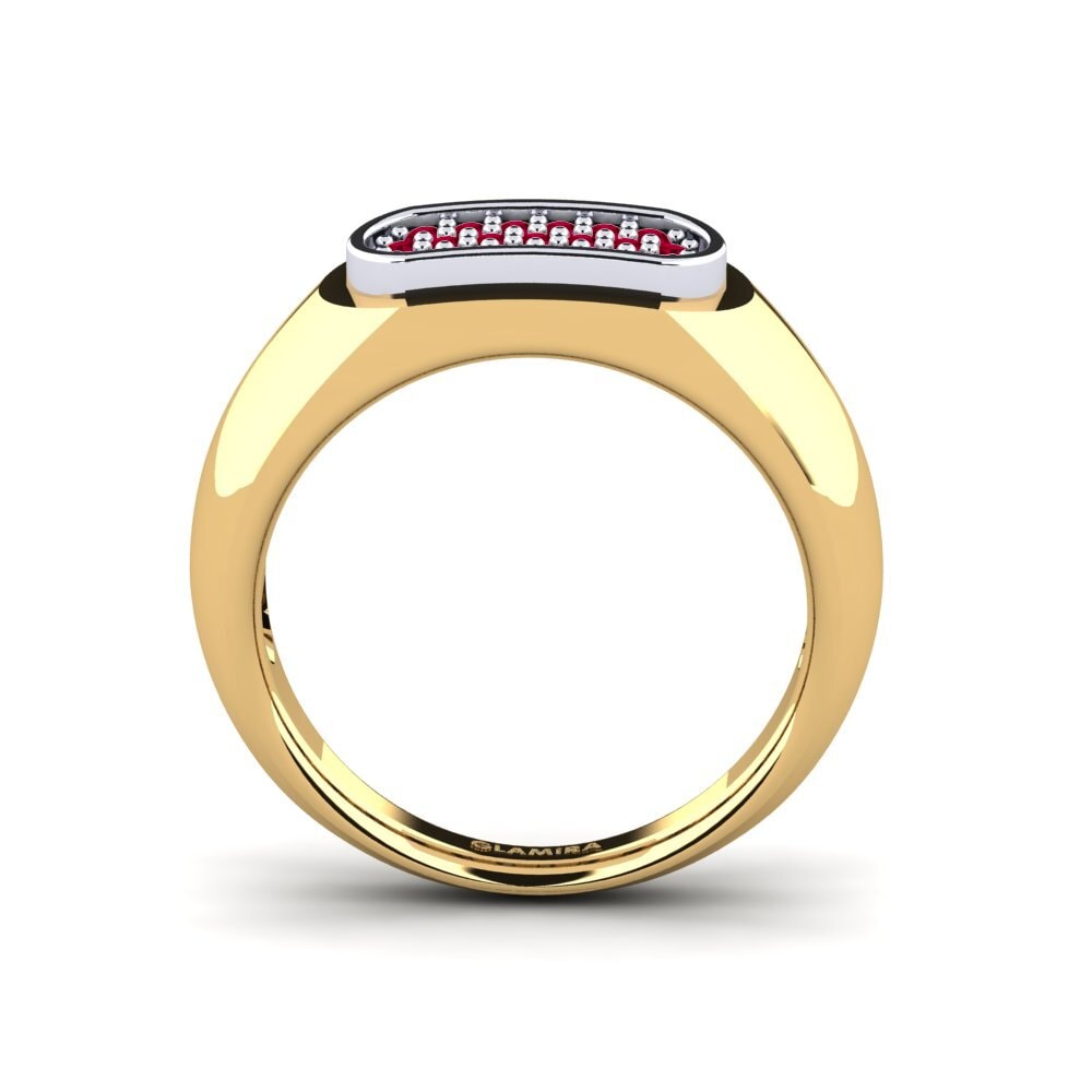 14ct Yellow & White Gold Ruby Men's Ring Sewaddle