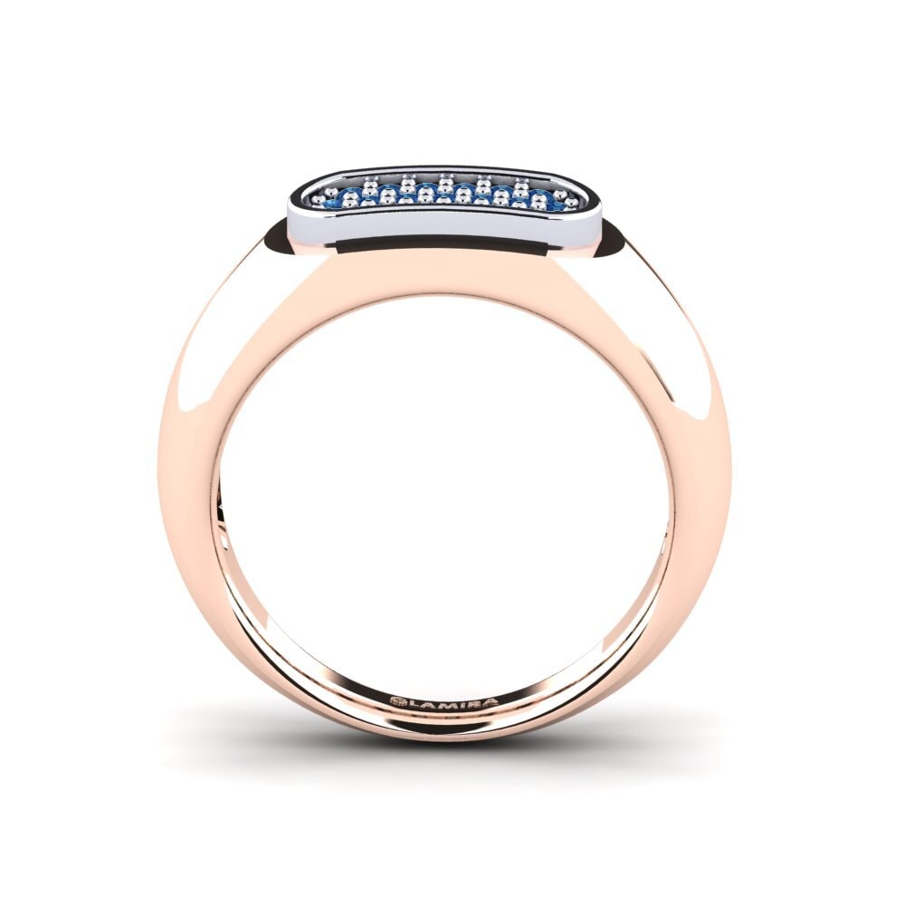 Oro Rosso & Bianco 750 Zircone Blu Scuro Anello da uomo Sewaddle