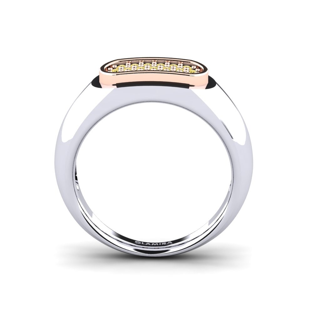 Oro Bianco & Rosso 375 Diamante Giallo Anello da uomo Sewaddle
