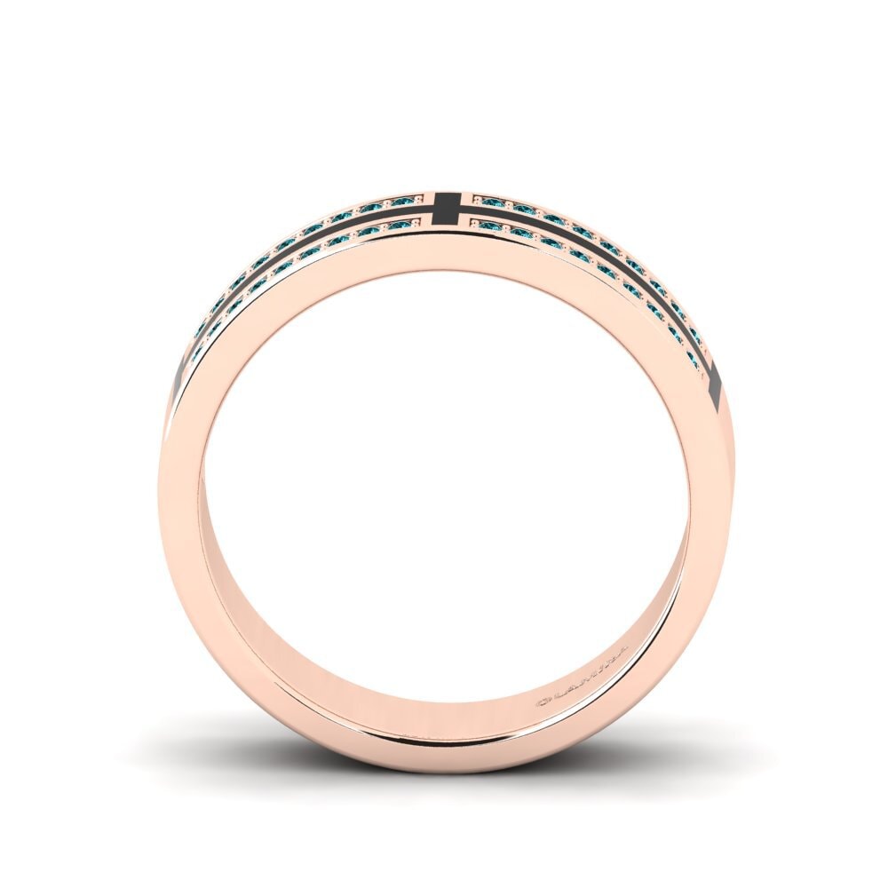 Oro Rosso 585 Diamante Blu Anello da uomo Surrett