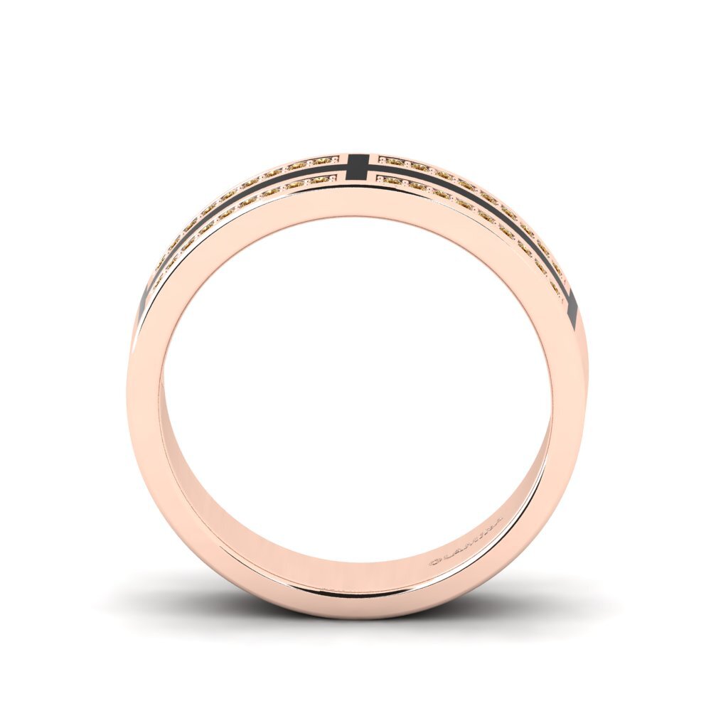 Oro Rosso 585 Diamante Marrone Anello da uomo Surrett