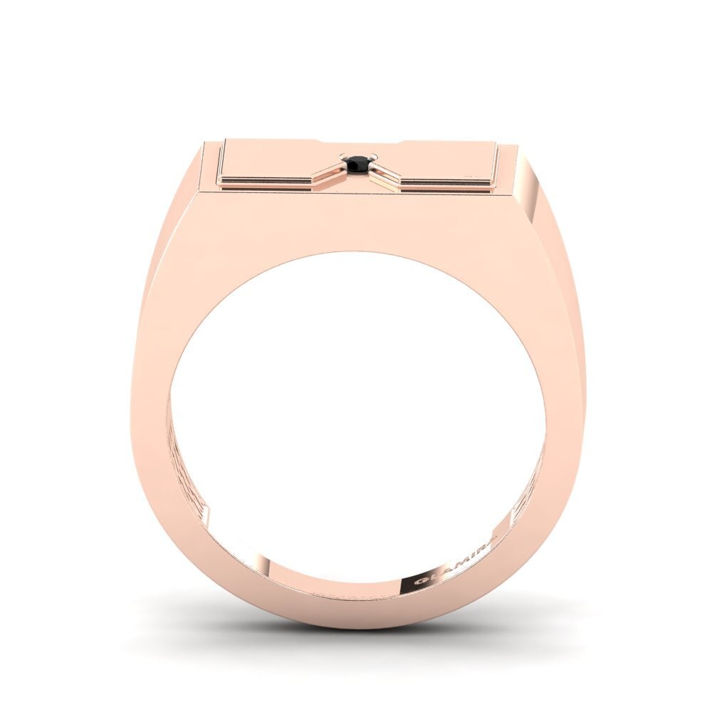 14ct Rose Gold Black Diamond Men's Ring Warden