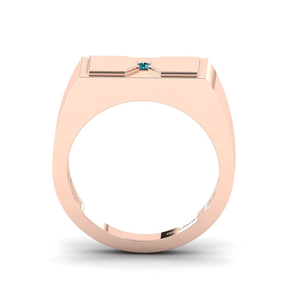 Oro Rosso 585 Diamante Blu Anello da uomo Warden