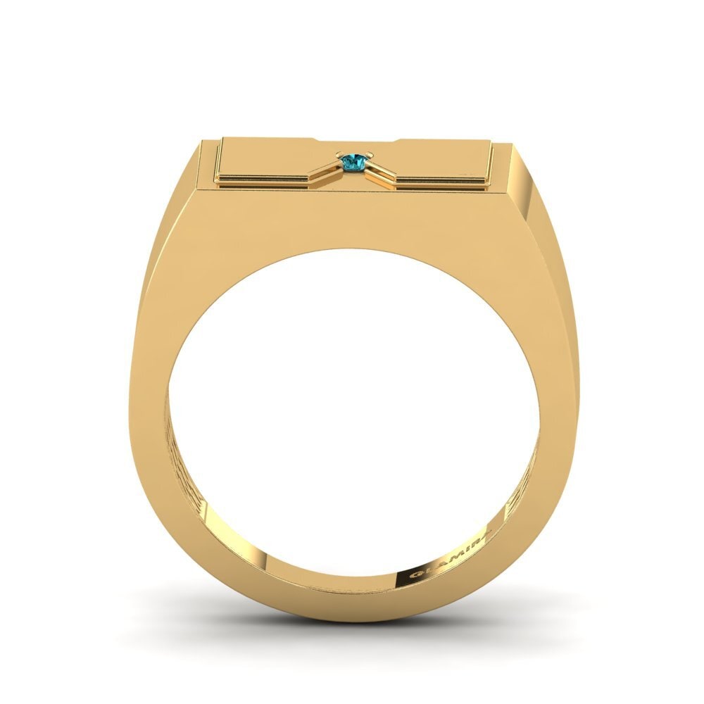 9ct Yellow Gold Blue Diamond Men's Ring Warden
