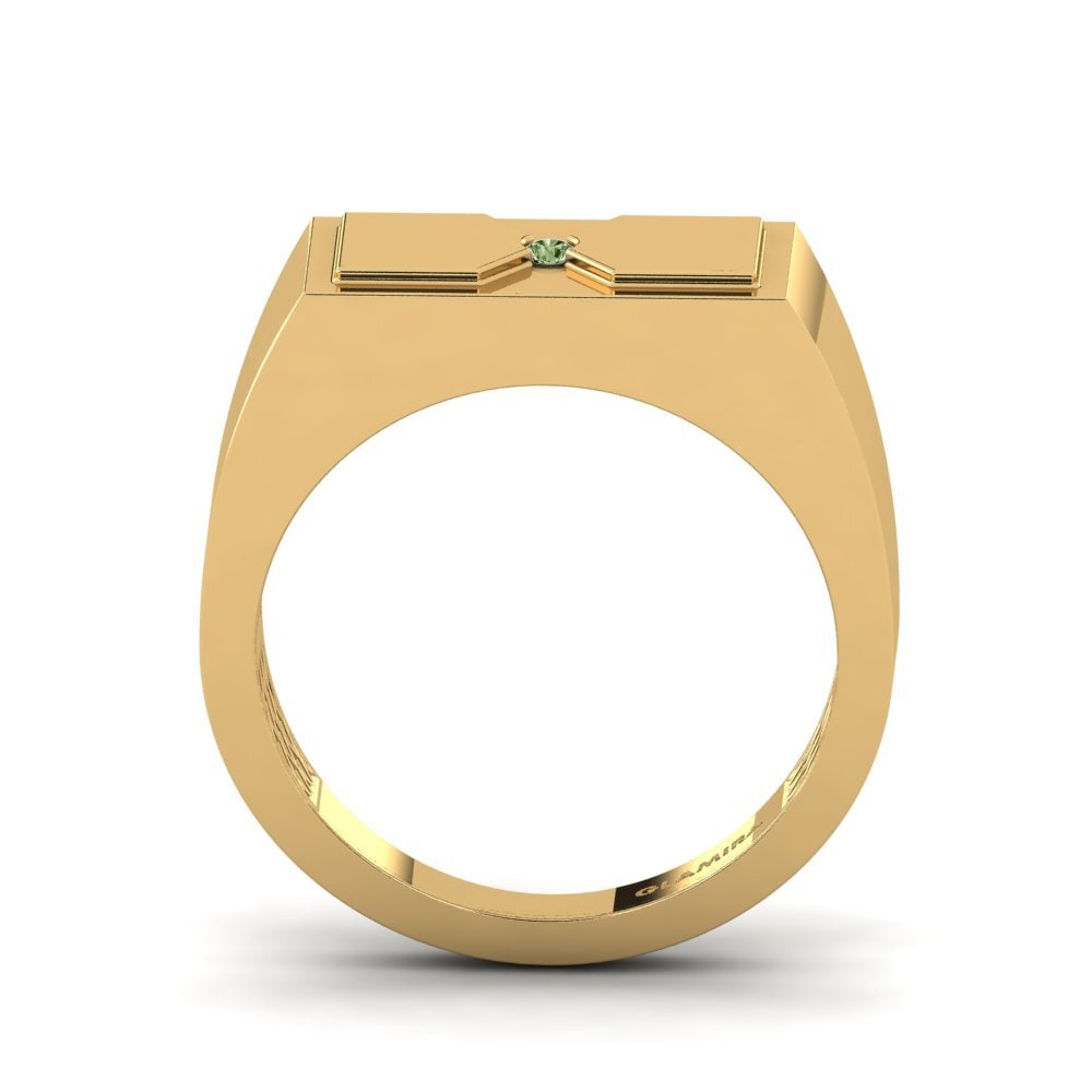 18ct Yellow Gold Green Diamond Men's Ring Warden