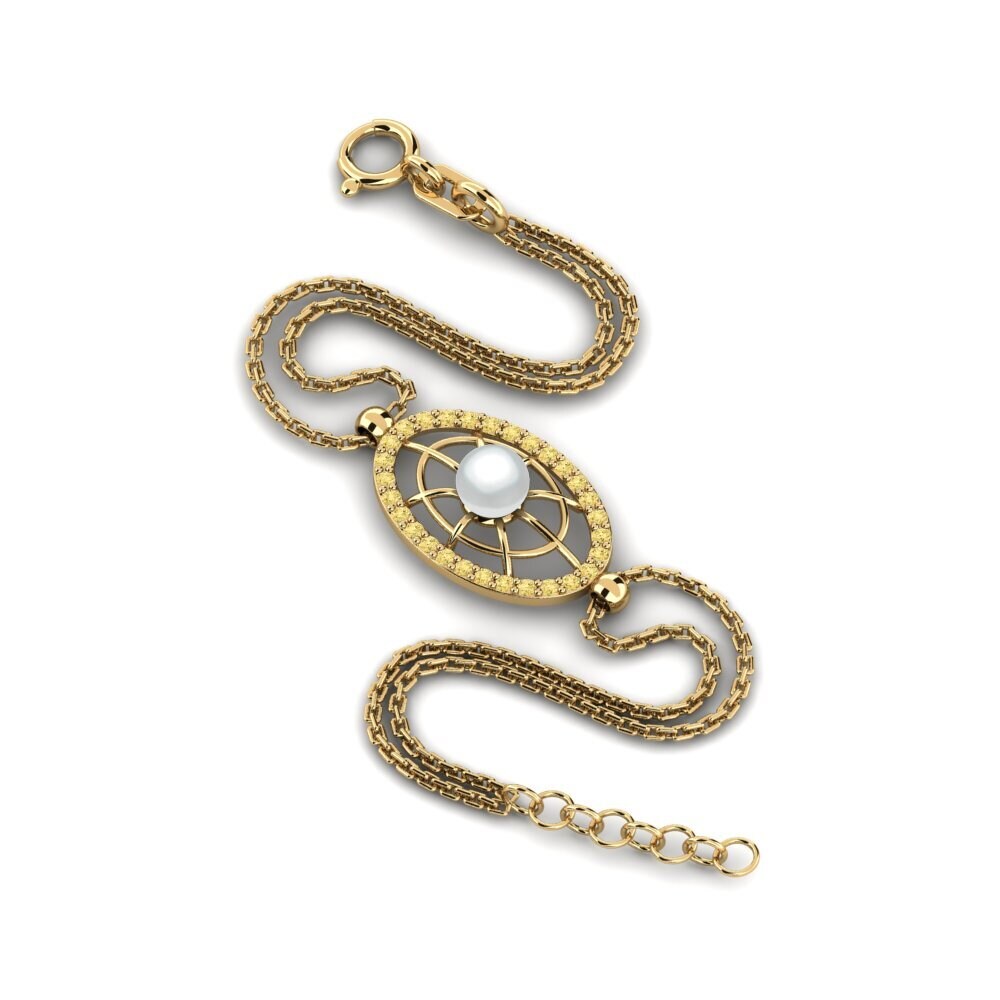 14ct Yellow Gold Yellow Diamond Women's Bracelet Dafritaus