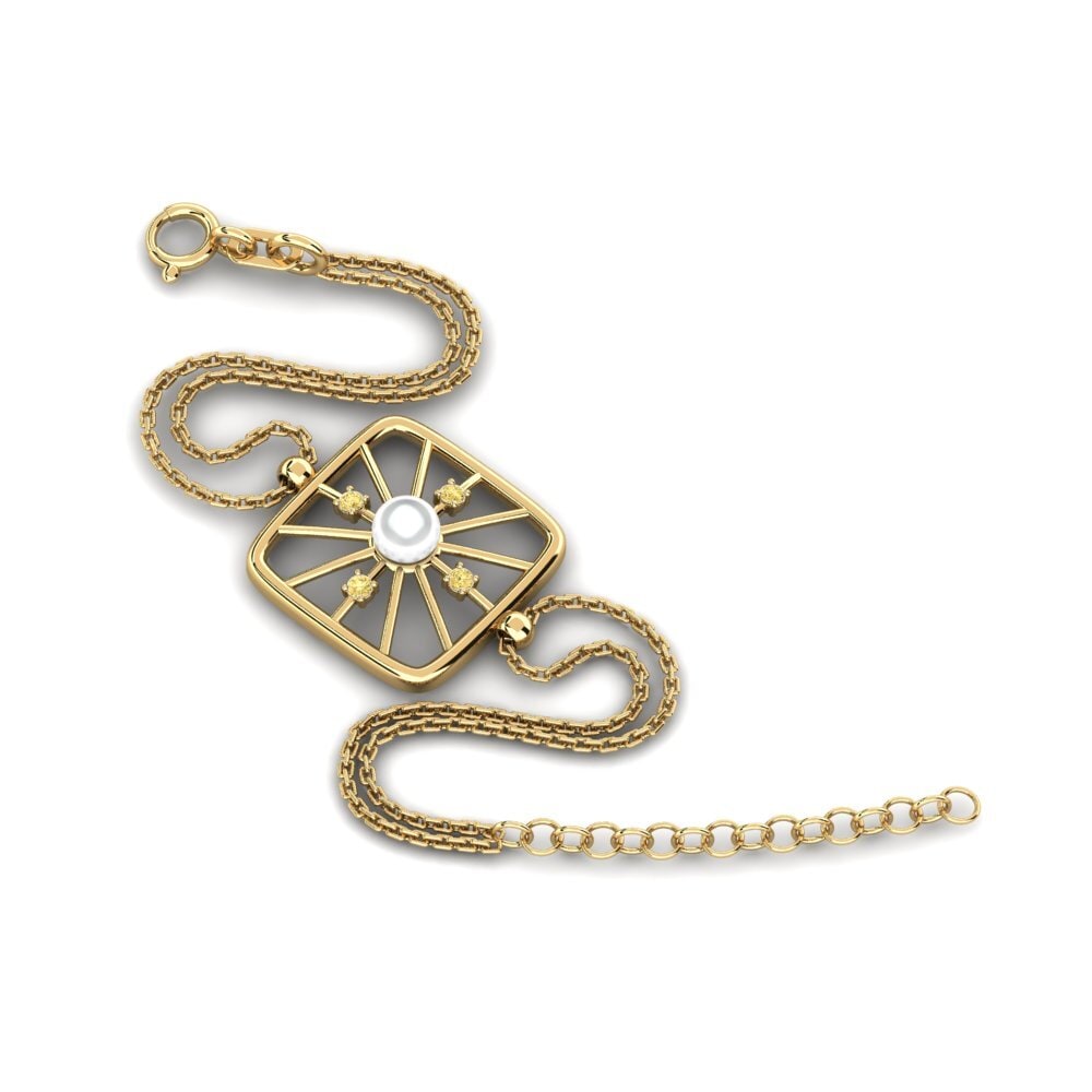 14ct Yellow Gold Yellow Diamond Women's Bracelet Dattumajos