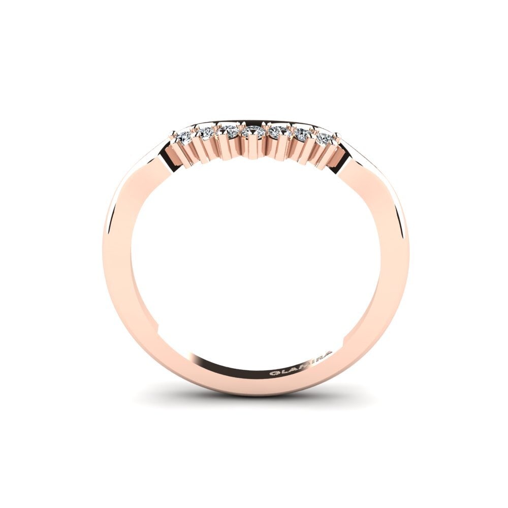 14K Rood Goud Zirkoon Bruids Set Crinkly Ringen B