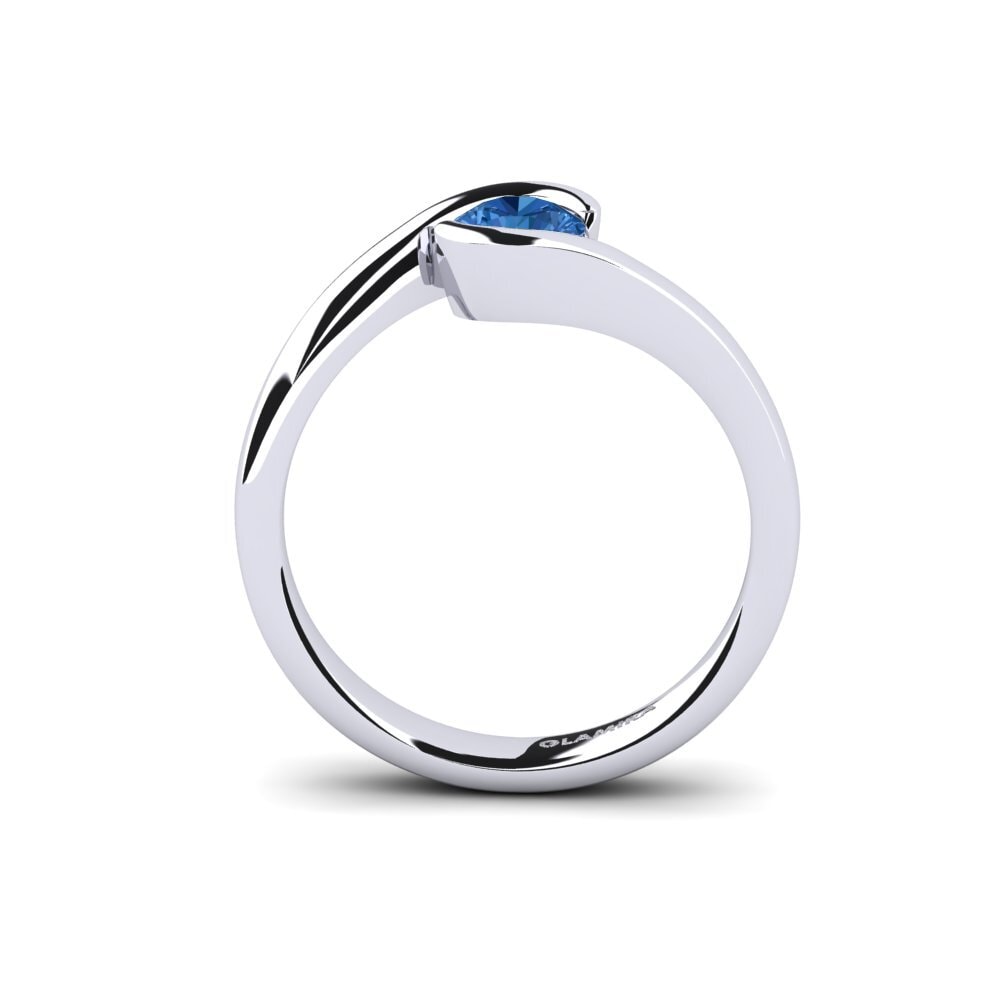 Dark Blue Zirconia Engagement Ring Bridal Luxuy 0.5 crt