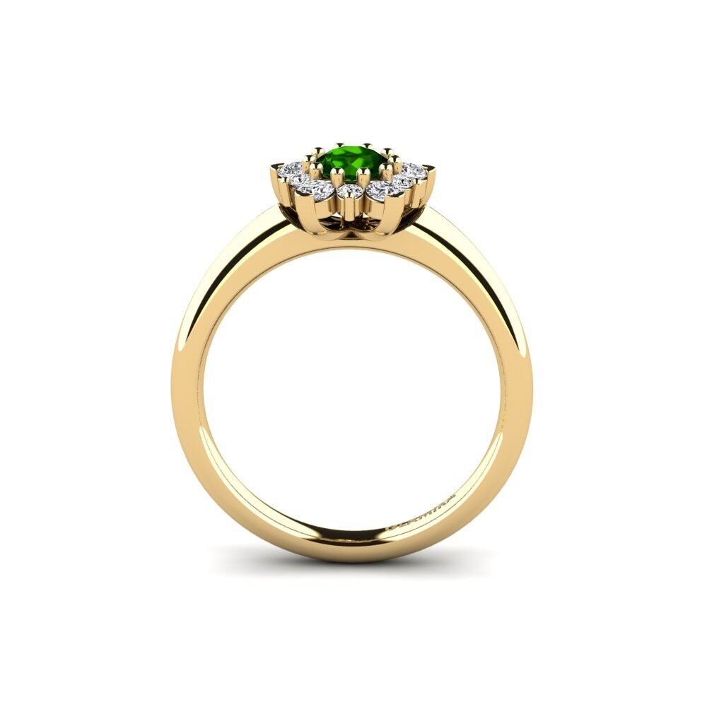 14ct Yellow Gold Green Tourmaline Engagement Ring Tibelda