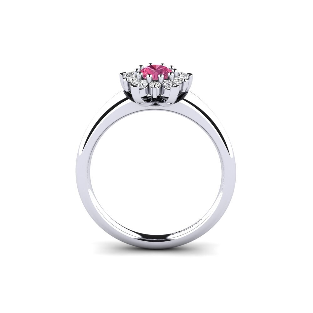 White Silver Pink Tourmaline Engagement Ring Tibelda