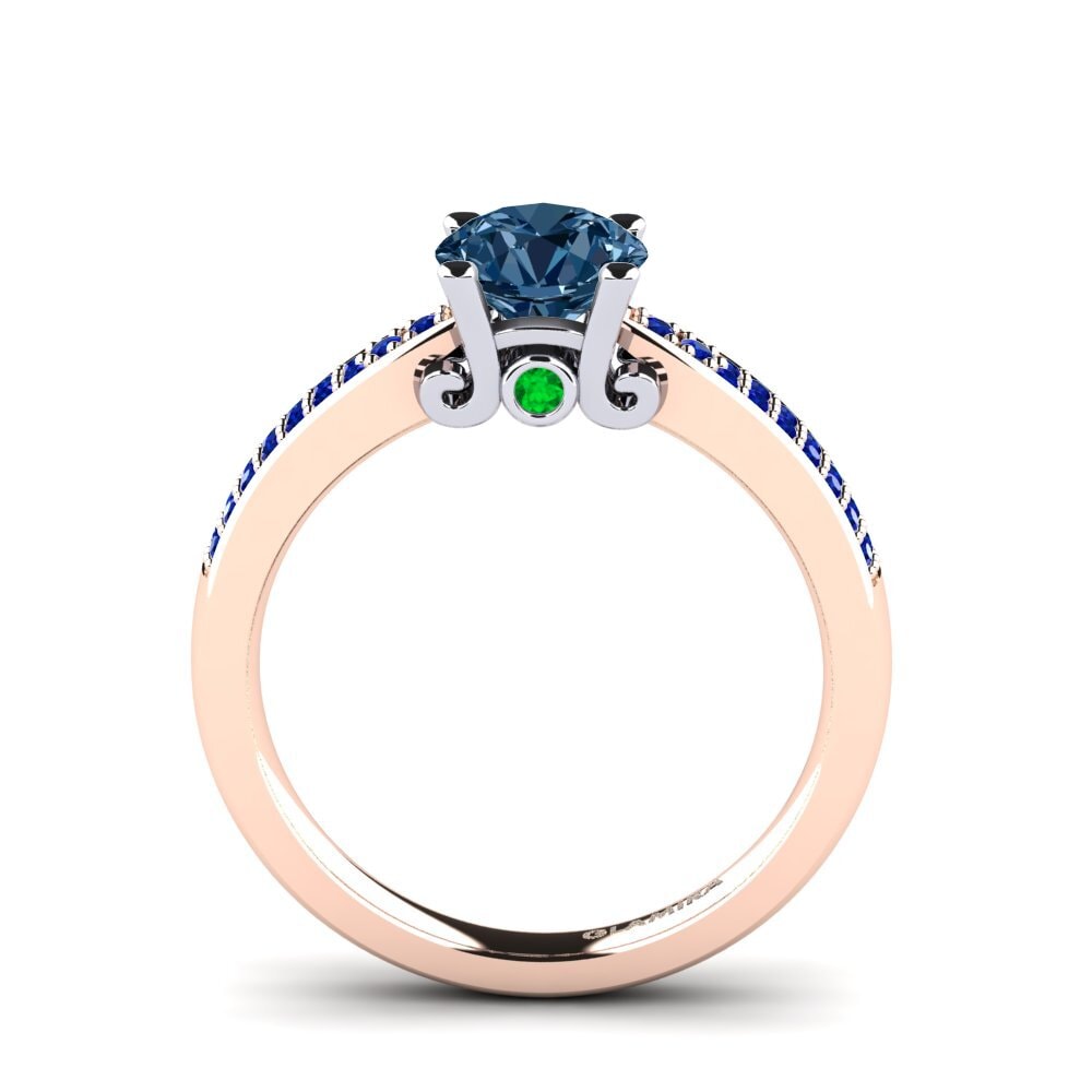 14ct Rose / White Gold Blue Diamond Engagement Ring Donielle 1.0 crt