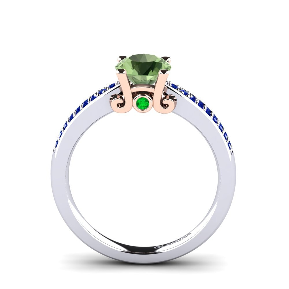 14ct White / Rose Gold Green Sapphire Engagement Ring Donielle 1.0 crt