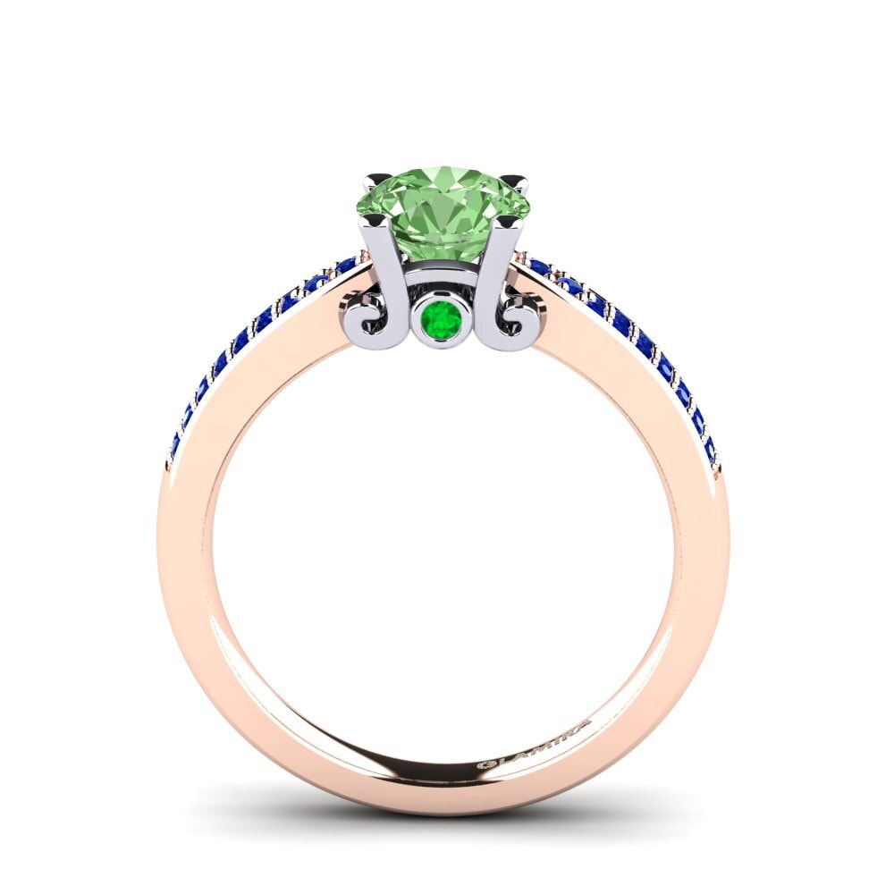 14ct Rose / White Gold Green Diamond Engagement Ring Donielle 1.0 crt