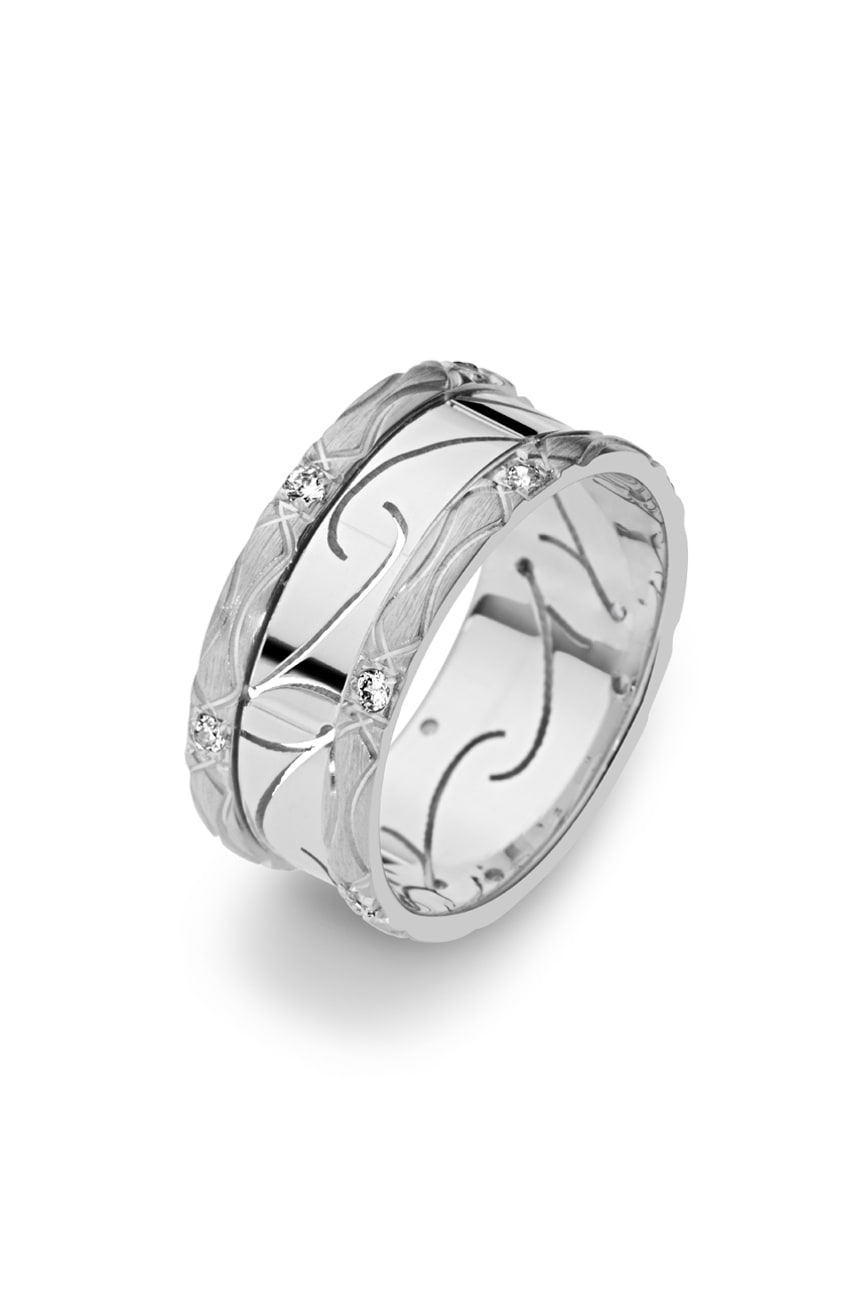 9ct White Gold Zirconia Women's Wedding Ring Golden Destiny