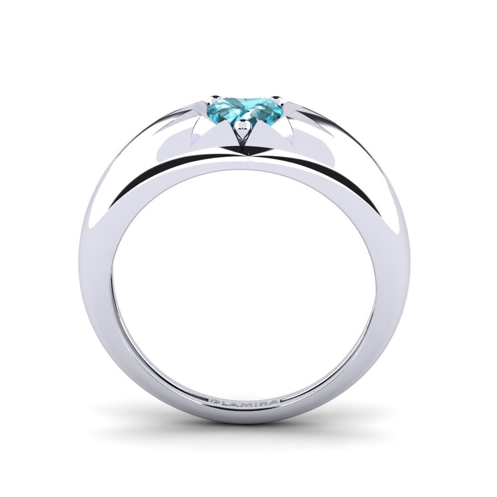 Corazón Circón Azul Anillo Bling