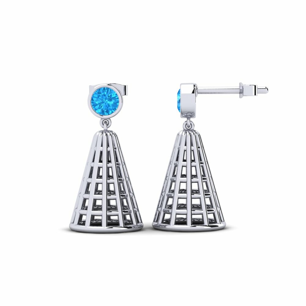 Topacio azul Pendiente de mujer Ahpob