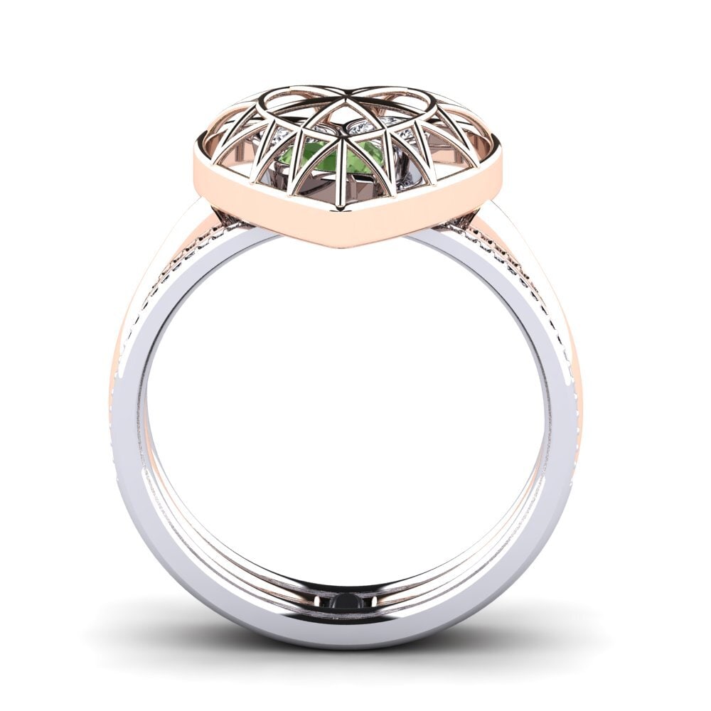 Corazón Zafiro Verde Anillo Estatelas