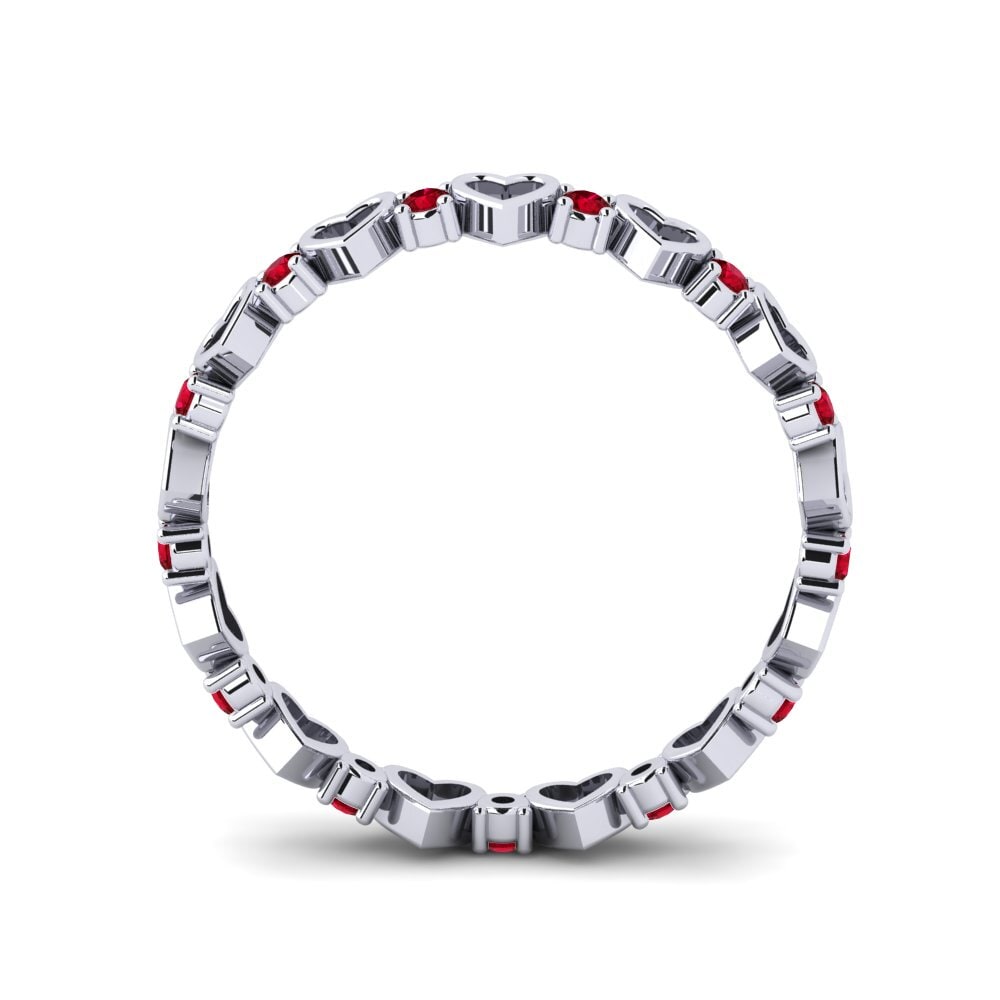 White Silver Red Zirconia Ring Kinkade