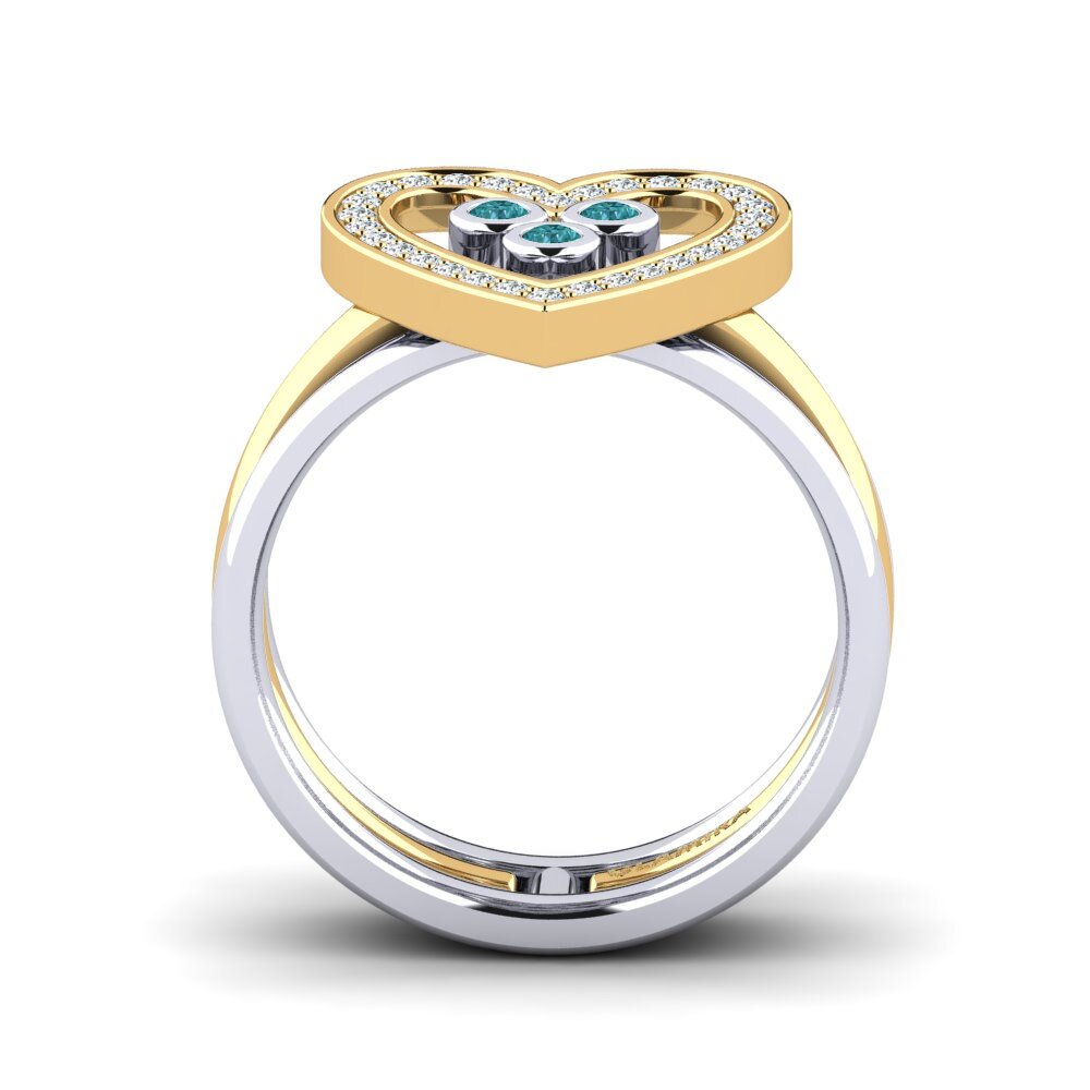 18ct White & Yellow Gold Blue Diamond Ring Liqueur