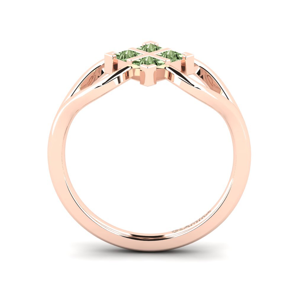Princesa Diamante Verde Anillo Prosper