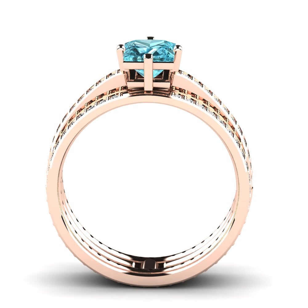 Circón Azul Anillo de compromiso Tambour