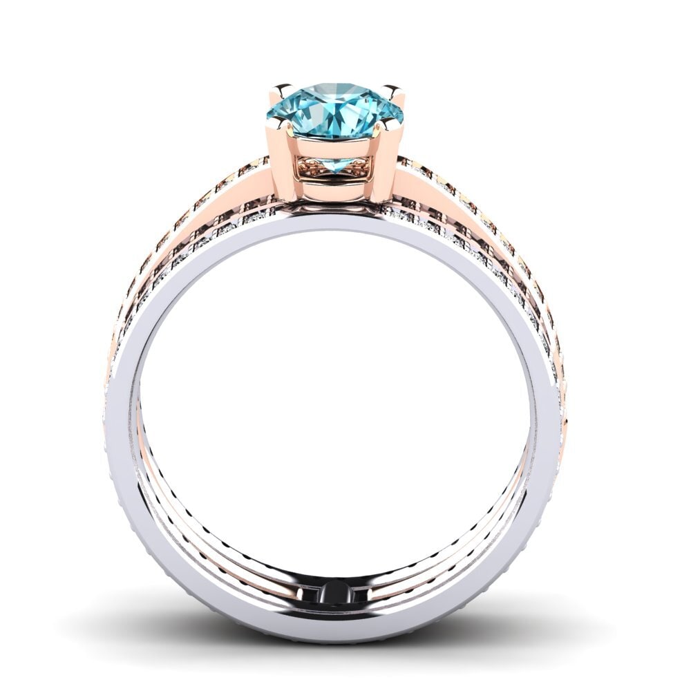 Circón Azul Anillo de compromiso Trompette