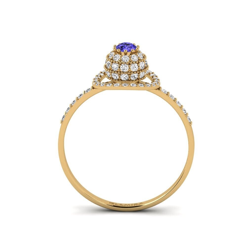 18k Oro Amarillo Tanzanita Anillo de compromiso Duranty