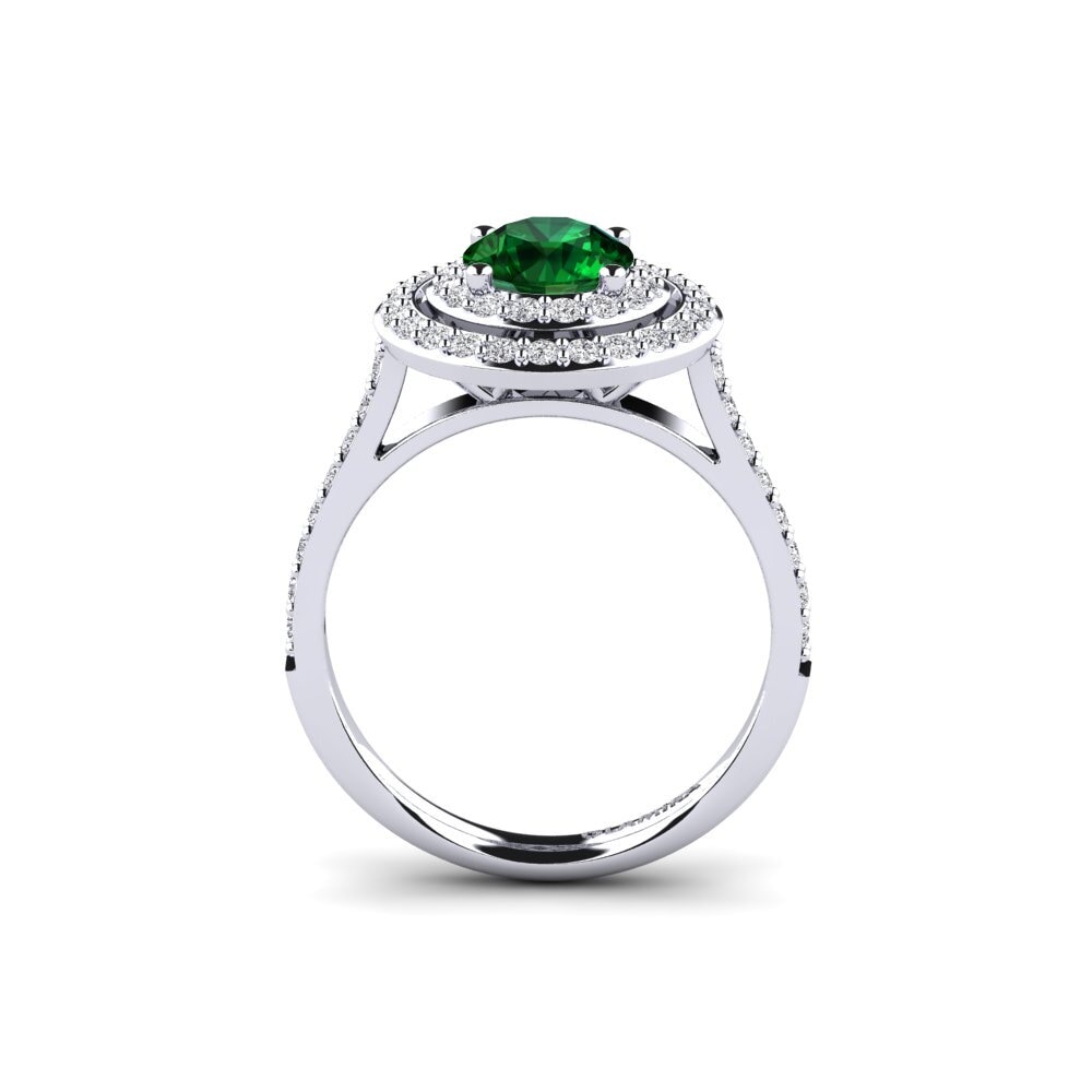 White Silver Tsavorite Engagement Ring Devona