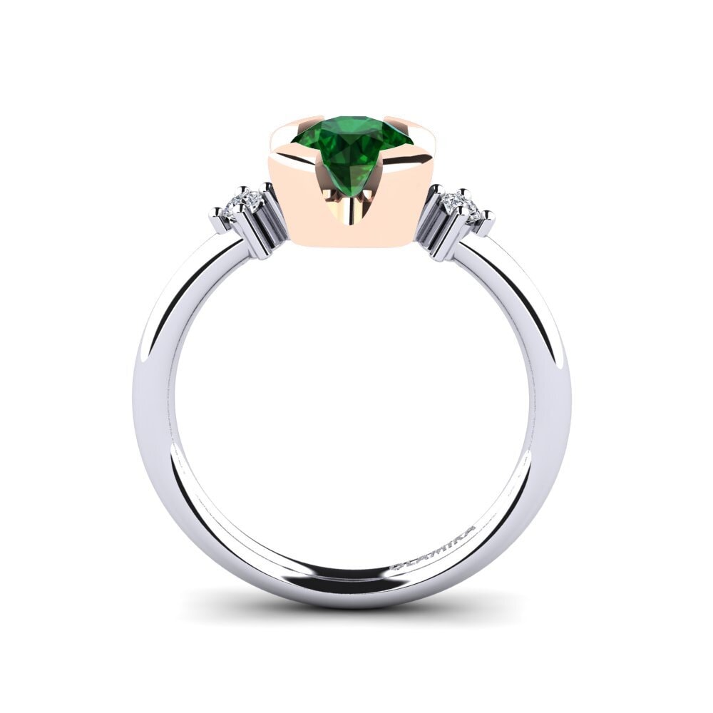 14ct White & Rose Gold Tsavorite Engagement Ring Adoray