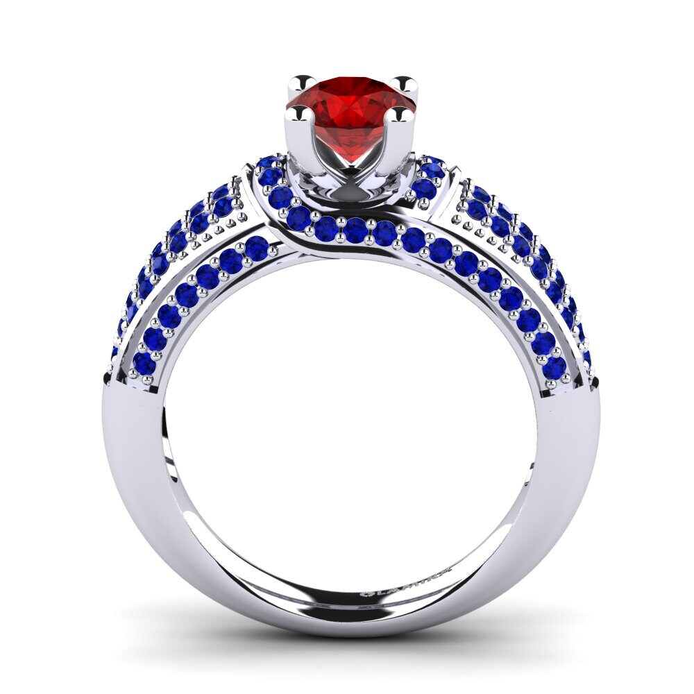 18ct White Gold Ruby (Lab Created) Engagement Ring Anica