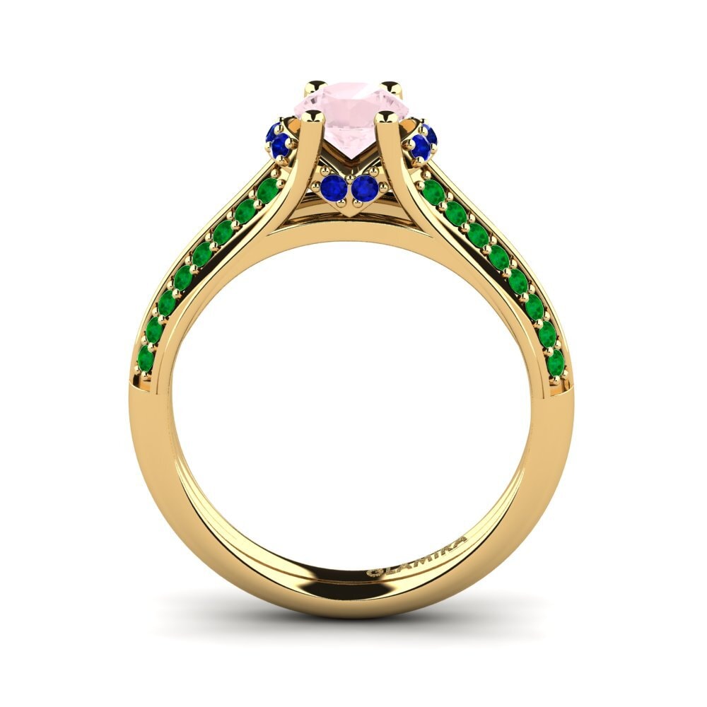 14ct Yellow Gold Rose Quartz Engagement Ring Eleta