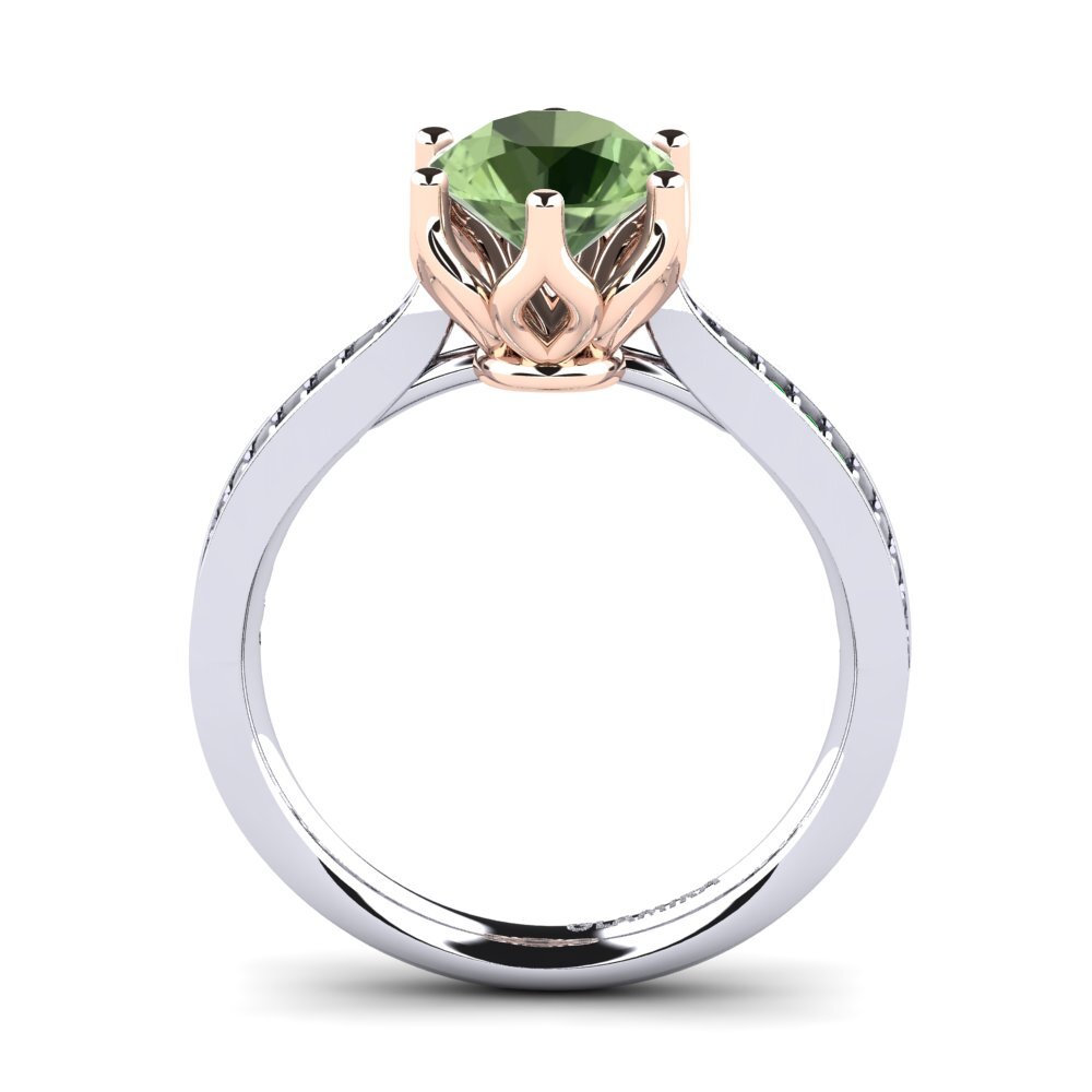 14ct White / Rose Gold Green Sapphire Engagement Ring Hiya
