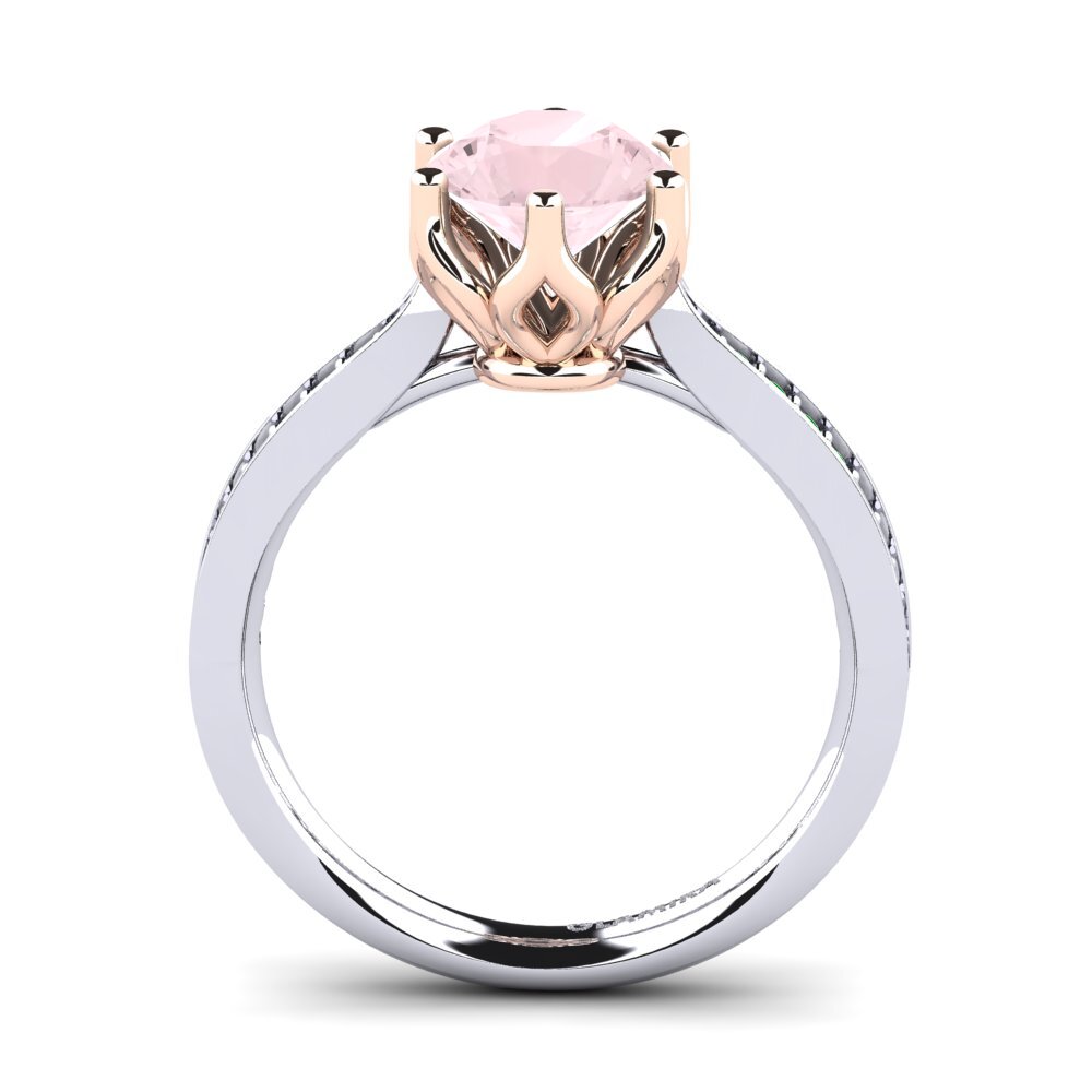 14ct White / Rose Gold Rose Quartz Engagement Ring Hiya