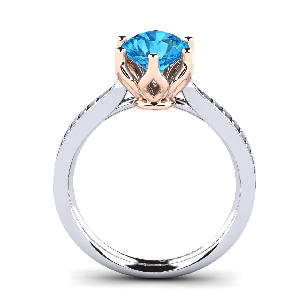 14ct White / Rose Gold Blue Topaz Engagement Ring Hiya