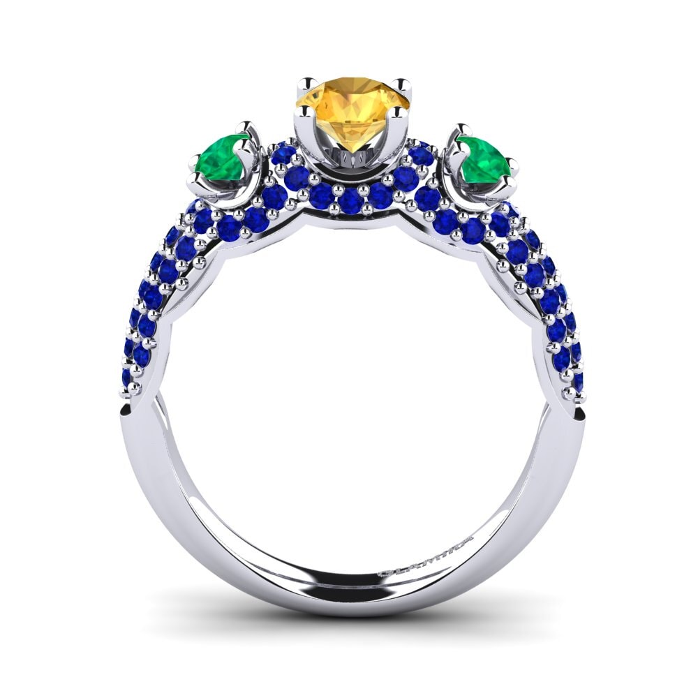 White Silver Engagement Ring Lilava