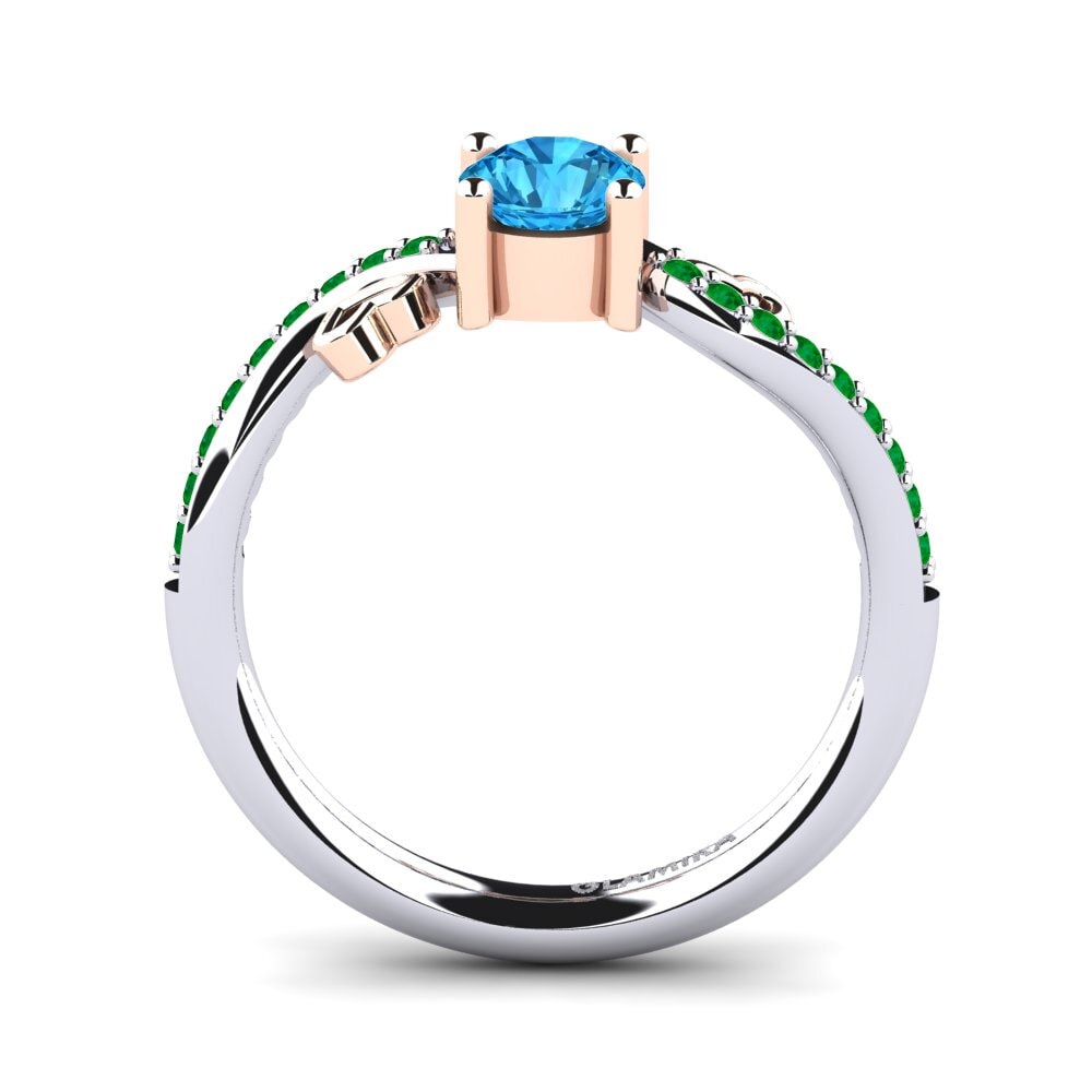 14ct White / Rose Gold Blue Topaz Engagement Ring Mabule