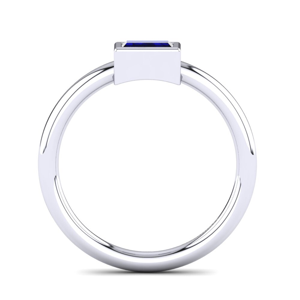 White Silver Dark Blue Zirconia Knuckle Ring Abeil