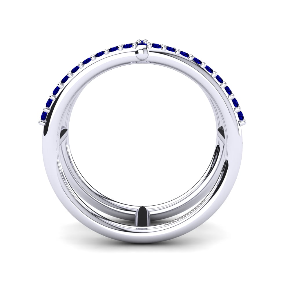 White Silver Dark Blue Zirconia Knuckle Ring Aethra