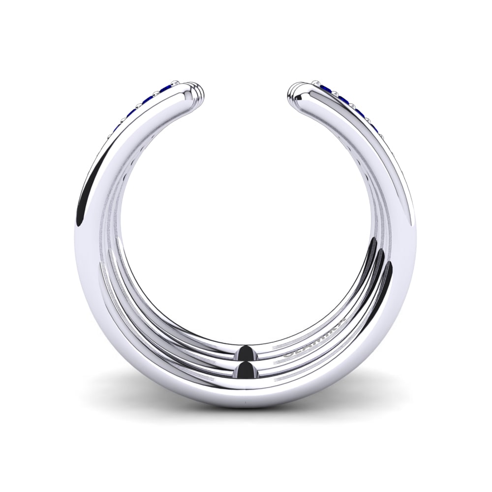 White Silver Dark Blue Zirconia Knuckle Ring Agafia