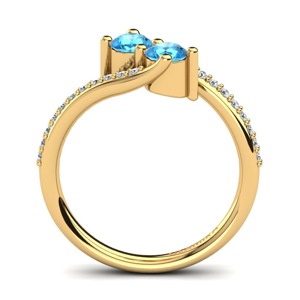 9ct Yellow Gold Blue Topaz Ring Armanie