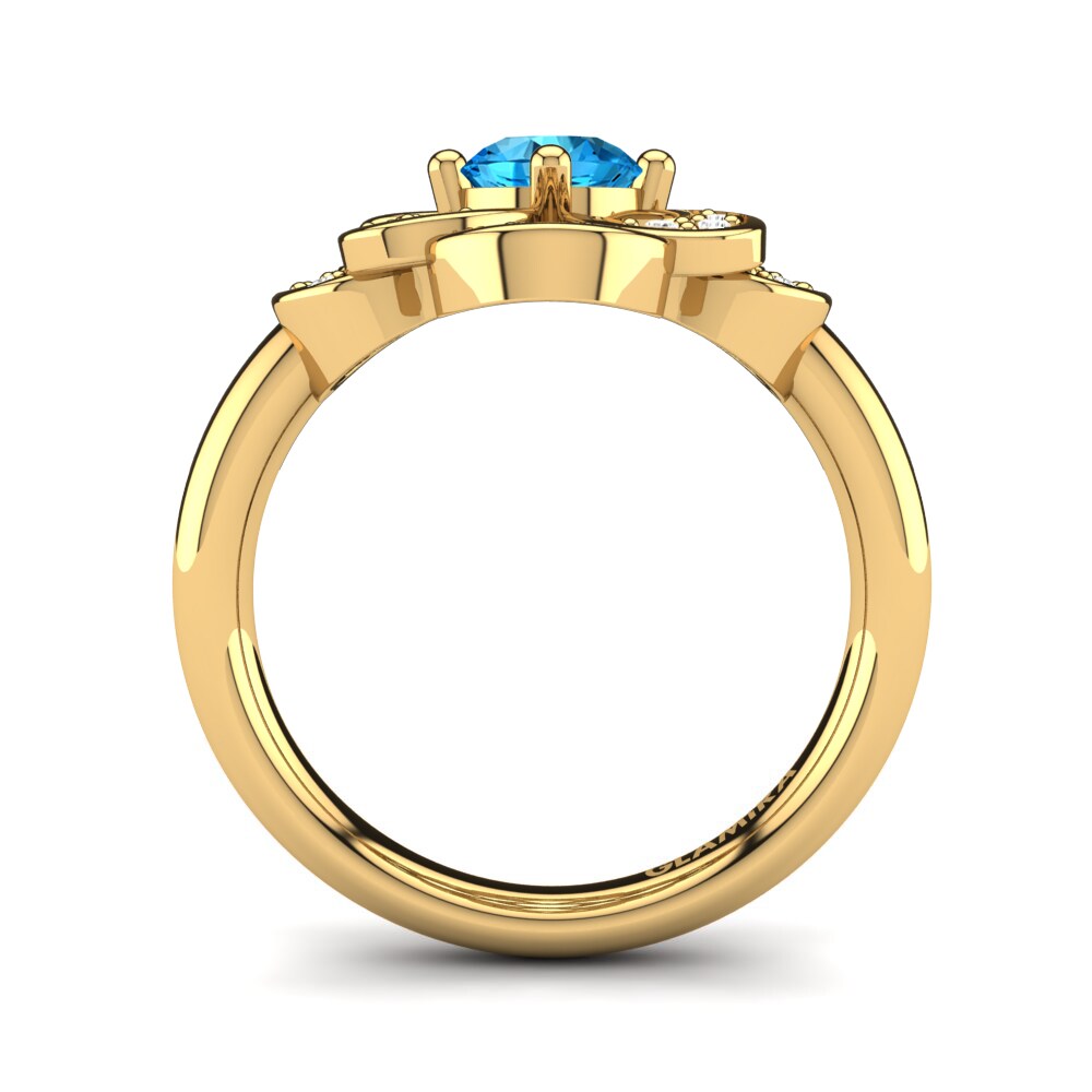 9ct Yellow Gold Blue Topaz Ring Aubina