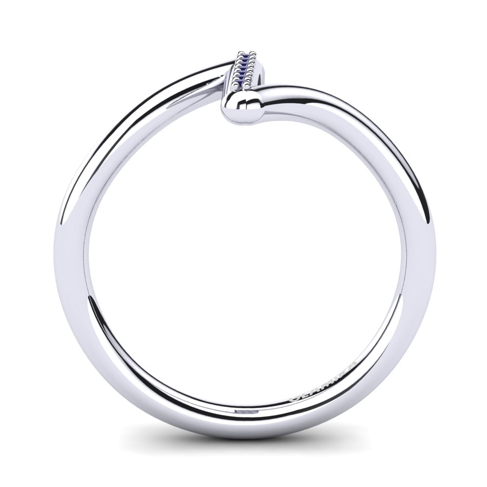 White Silver Dark Blue Zirconia Knuckle Ring Azolla