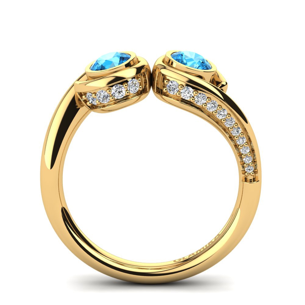 9ct Yellow Gold Blue Topaz Ring Balena