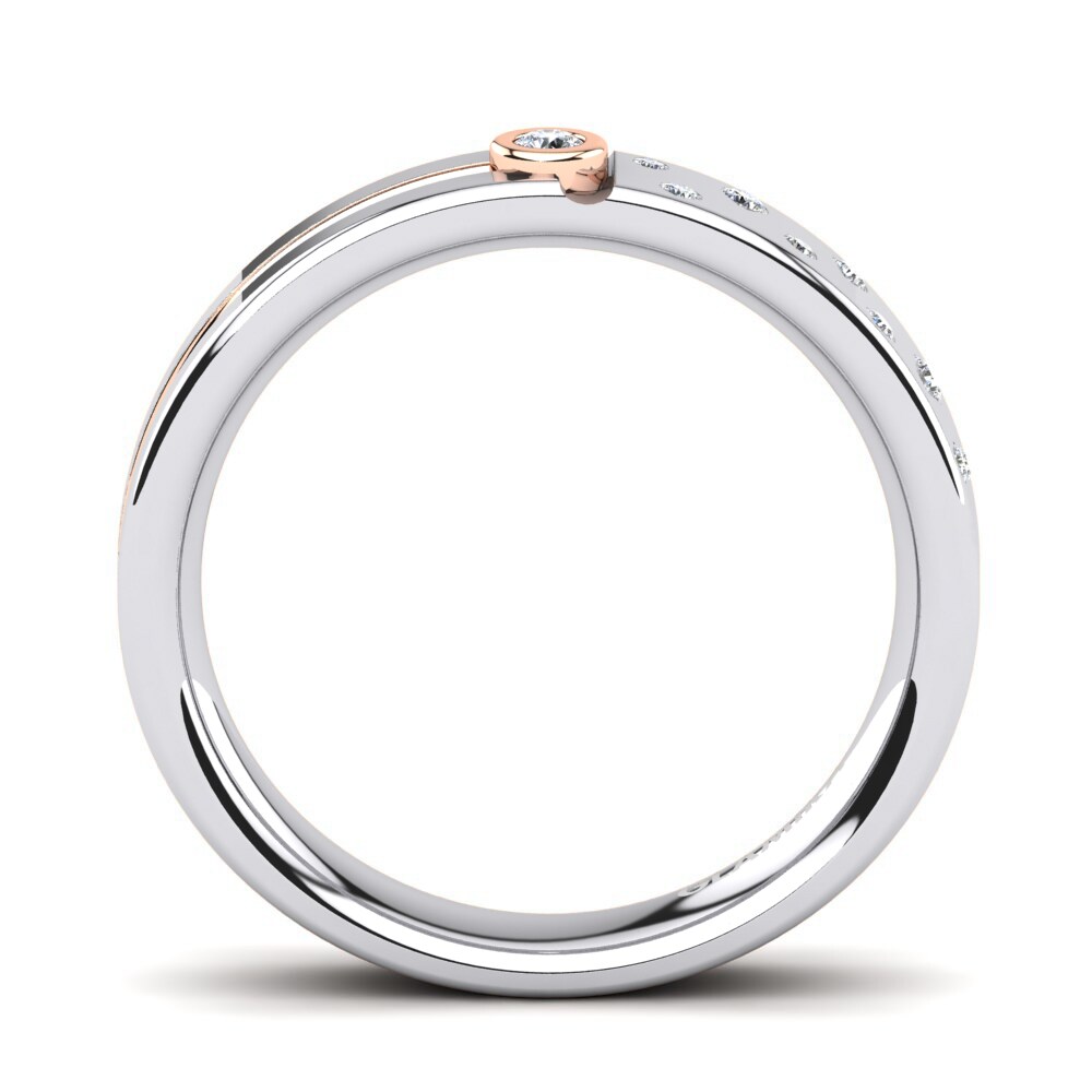 18ct White & Rose Gold White sapphire Men's Ring Bellanca